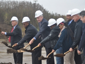 Mayor Tom Barrett, Reed Hall, Wyman Winston, Ald. Willie Wade, Michael Weiss, Common Council President Michael Murphy.