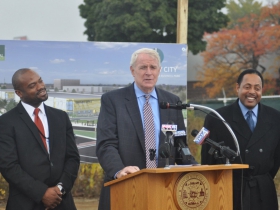 Ald. Russell Stamper II, Mayor Barrett, and Ald. Willie Wade.