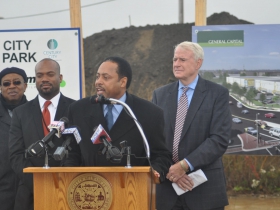 Wyman Winston, Ald. Russell Stamper II, Ald. Willie Wade, and Mayor Tom Barrett.