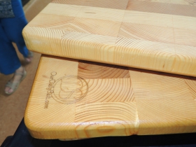 Closeup of the cutting boards.