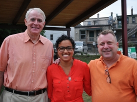 L-R: Milwaukee Mayor Tom Barrett; Jezamil Vega-Skeels, Layton Boulevard West Neighbors; State Representative Josh Zepnick.