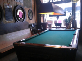 Pool table at Mamie's Bar and Grill.