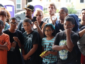Youth observe the Breakdancing Tournament