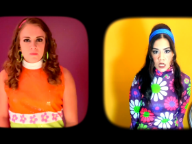 Stephanie Staszak (Gwendolyn) and Ashley Oviedo (Cecily) in the full-length virtual musical Being Earnest based on The Importance of Being Earnest.