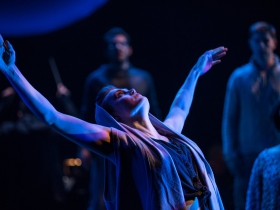 Christal Wagner (center) with cast in Skylight Music Theatre’s production of Carmina Burana in collaboration with Milwaukee Opera Theatre, Danceworks and Chant Claire Chamber Choir. Carmina Burana runs March 15-31, at Skylight Music Theatre’s Cabot Theatre.
