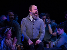 Nathan Wesselowski (center) with cast in Skylight Music Theatre’s production of Carmina Burana in collaboration with Milwaukee Opera Theatre, Danceworks and Chant Claire Chamber Choir. Carmina Burana runs March 15-31, at Skylight Music Theatre’s Cabot Theatre.