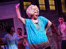 Bethany Thomas (Motormouth Maybelle, center) with youth ensemble in rehearsal for Skylight Music Theatre’s production of Hairspray November 16 – December 30.