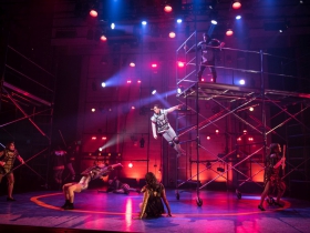 Cast of Pippin in rehearsal for Skylight Music Theatre’s production of Pippin September 21 – October 7 on the Cabot Theatre stage.