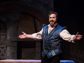 Andrew Varela (Fred Graham/Petruchio) in rehearsal for Skylight Music Theatre’s production of Kiss Me, Kate May 17 – June 16.