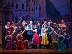 Cast in rehearsal for Skylight Music Theatre’s production of Kiss Me, Kate May 17 – June 16.