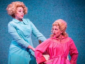 (l. to r.) Samantha Sostarich (Velma Von Tussle) and Amber Smith (Amber Von Tussle) in rehearsal for Skylight Music Theatre’s production of Hairspray November 16 – December 30.
