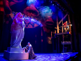 Kevin Anderson (Frollo) and Ben Gulley (Quasimodo) in Skylight Music Theatre’s production of The Hunchback of Notre Dame running May 20 – June 12, 2022.