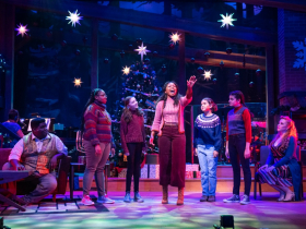 (l. to r.) Kevin James Sievert, Naima Gaines, Bristol Beasley, Daryn Alexus, Ella Caglin, Taylor Arnstein and Samantha Sostarich (Adult Cast) in Skylight Music Theatre’s production of A Jolly Holiday: Celebrating Disney’s Broadway Hits.