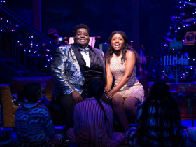 Kevin James Sievert and Daryn Alexus in Skylight Music Theatre’s production of A Jolly Holiday: Celebrating Disney’s Broadway Hits.