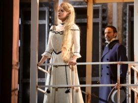 Kelly Britt (Johanna) and Randall Dodge (Judge Turpin) in Skylight Music Theatre’s Sweeney Todd running May 19 – June 11.