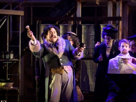 Robert A. Goderich (Adolfo Pirelli) and cast in Skylight Music Theatre’s Sweeney Todd running May 19 – June 11.