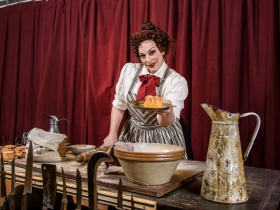 Christina Hall (Mrs. Lovett) in Skylight Music Theatre’s Sweeney Todd running May 19 – June 11.