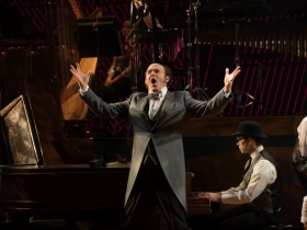 Nathan Wesselowski (Spalanzani) and the cast of The Tales of Hoffmann in rehearsal for Skylight Music Theatre’s production in association with Milwaukee Opera Theatre, March 16-29 on the Cabot Theatre stage.