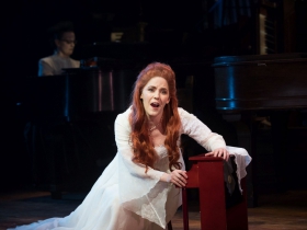 Susan Wiedmeyer (Antonia) in rehearsal for Skylight Music Theatre’s production of The Tales of Hoffmann in association with Milwaukee Opera Theatre, March 16-29 on the Cabot Theatre stage.