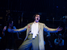 John Kaneklides (Hoffmann) and the cast of The Tales of Hoffmann in rehearsal for Skylight Music Theatre’s production in association with Milwaukee Opera Theatre, March 16-29 on the Cabot Theatre stage.