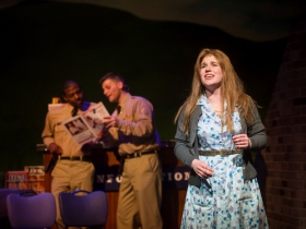 Lamar Jefferson (Flick), Alex Mace (Monty), and Allie Babich (Violet) in Skylight Music Theatre’s Violet