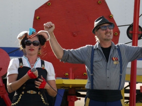 Life Size Game of Mousetrap creator Mark Perez with Rose Harden