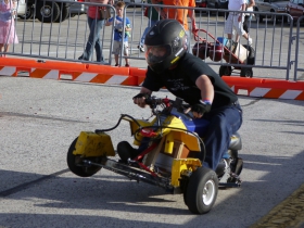 Area515 car (Des Moines, IA) up on two (out of three) wheels with the Power Racing Series