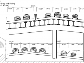 All Up Design - Build New Freeway Entirely at Existing Ground Level and Above.