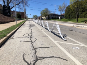 Wave delineators on N. Hawley Rd.