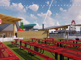 The Klement’s Sausage & Beer Garden Rendering
