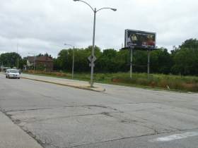 Looking west from E. North Ave. and N. Commerce St.