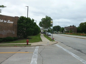 Looking west from E. North Ave. and N. Commerce St.