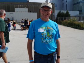 Volunteer Rich Harter has been feeding sturgeon since 2008