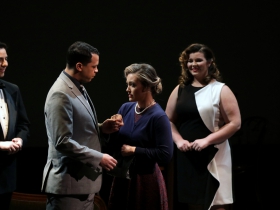 Ian Murrell, Samuel James Dewese, Meghan Folkerts and Kathryn Henry