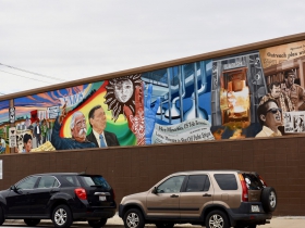 The 'Culture Work' mural is on East Mitchel Street, on the Butters-Fetting building, and was painted by lead artists Raoul Deal as well as UWM art students and Artworks for Milwaukee interns