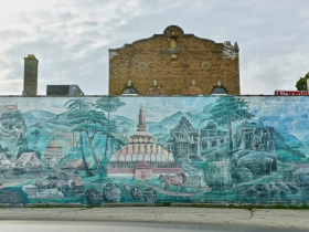 This mural adorns the east-facing wall at Phan's Garden, on National Avenue.