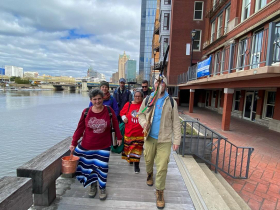 The Sturgeon Water Walk MKE proceeded through downtown through the Third Ward along the Milwaukee Riverwalk