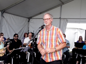 Rick Kieffer of The Milwaukee Mandolin Orchestra performed on the Main Stage