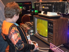 A guest at the Midwest Gaming Classic plays on a Magnavox Odyssey