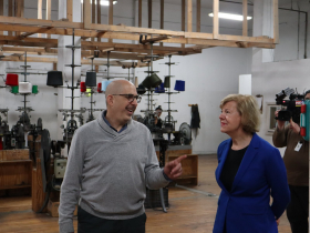 Sen. Tammy Baldwin speaks to Steven Arenzon