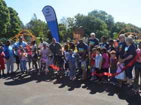 Custer Playfield ribbon cutting ceremony