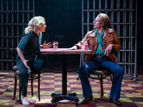 Milwaukee Repertory Theater presents Run Bambi Run in the Quadracci Powerhouse September 14 – October 22, 2023. Pictured: Erika Olson and Armando Gutierrez