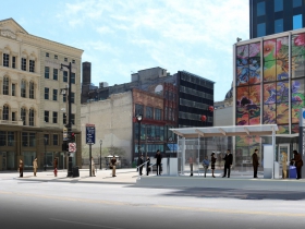 E-W BRT Wisconsin and Water - Eastbound Rendering