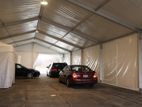 Drive through testing at Parkway Clinic