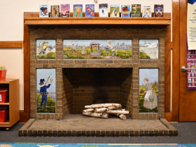 Hartford Avenue University School tiled fireplace
