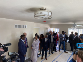 Tour of Habitat Humanity Home at southeast corner of W. Kneeland Ave. and N. 13th St. Photo by Graham Kilmer.