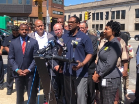Common Council Ashanti Hamilton speaks at the “Take It EZ” press conference