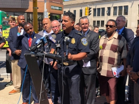 Police Chief Alfonso Morales speaks at the “Take It EZ” press conference
