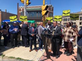 Ald. Donovan speaks at the “Take It EZ” press conference