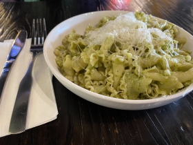 Campanella with basil pesto